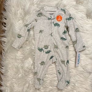 Carter’s Baby Boy Dinosaur Sleeper Size 3 MonthsGray‎ Footed 2-Way Zipper NEW